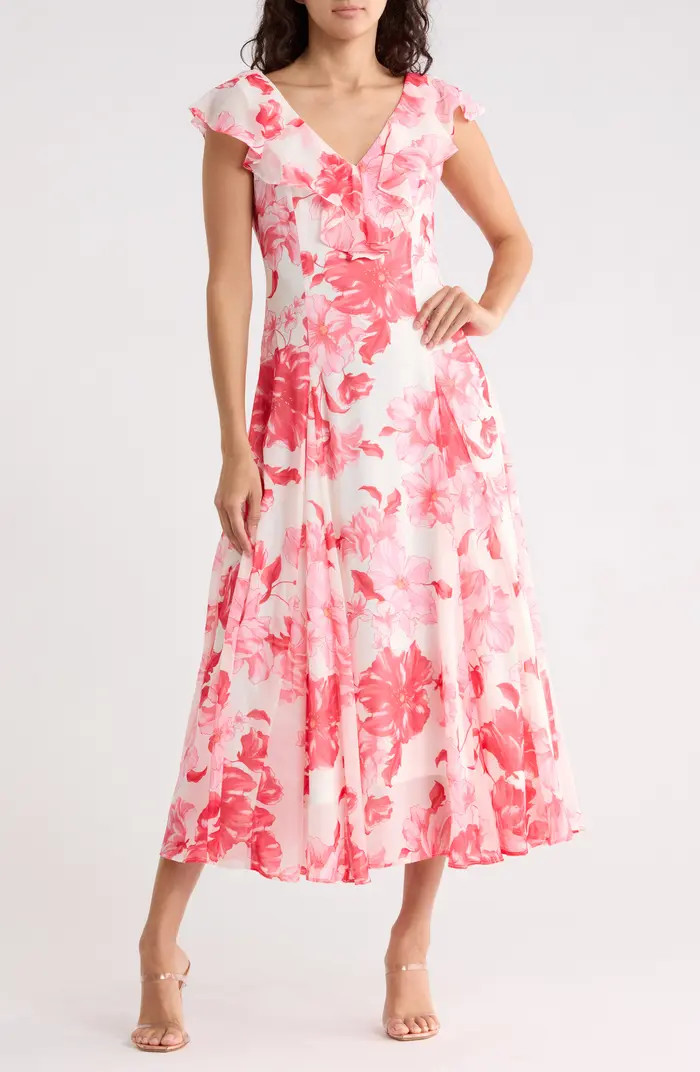 Ruffle Godet Midi Dress | Nordstrom Rack