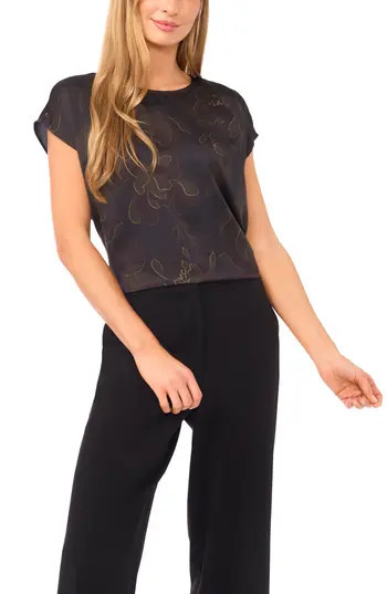 Halogen® Cap Sleeve Top in Rich Black at Nordstrom Rack, Size Small | Nordstrom Rack