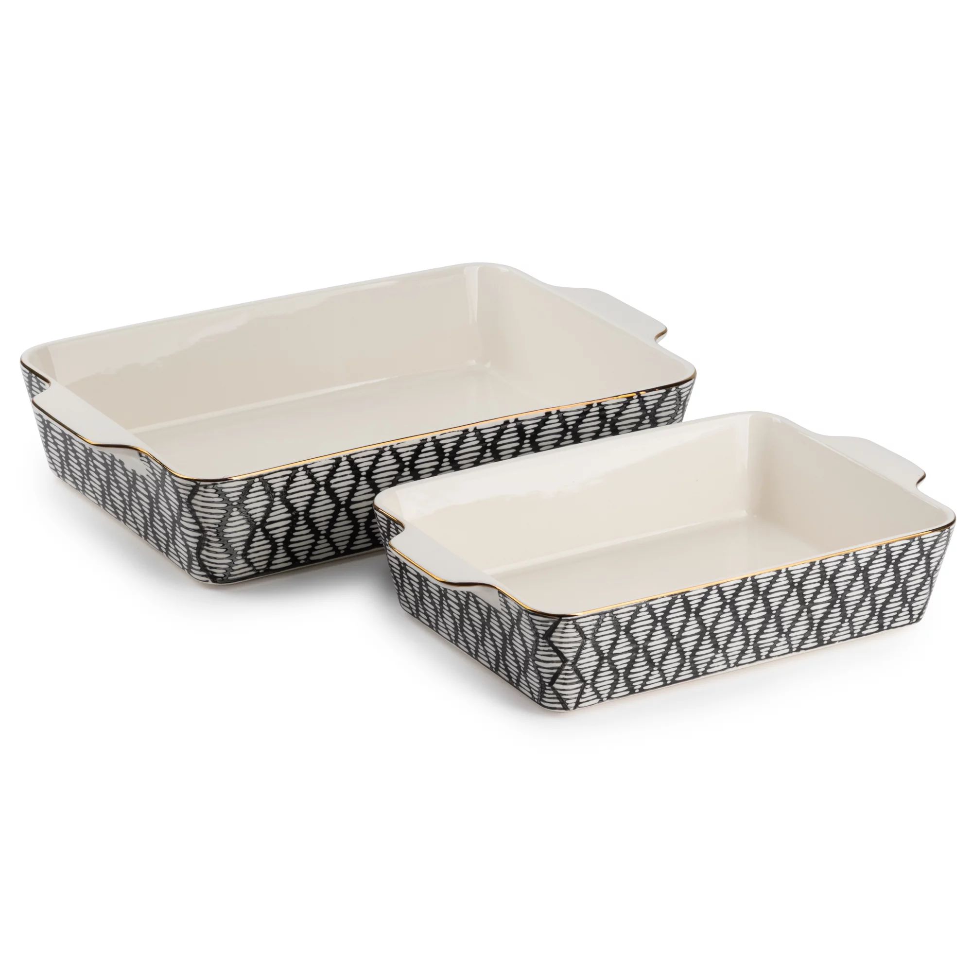 Thyme & Table Stoneware Rectangular Baker, Black & White Geo, 2-Piece Set - Walmart.com | Walmart (US)