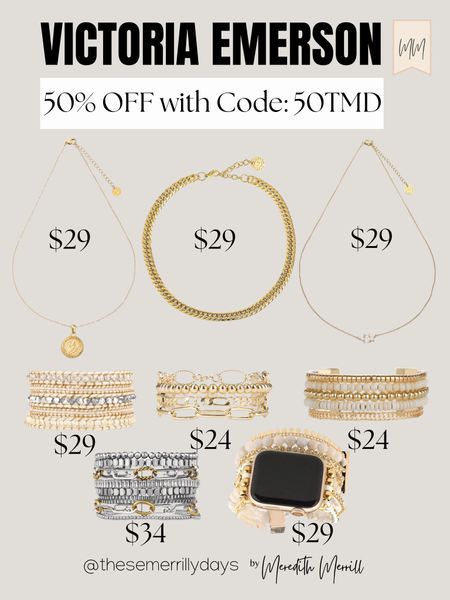 Victoria Emerson Jewelry

50% off with code: 50TMD

Victoria Emerson | Bracelets | Sale | Sale alert | Gold bracelet | Silver bracelet | Necklace | Gold necklace

#LTKunder50 #LTKsalealert #LTKstyletip