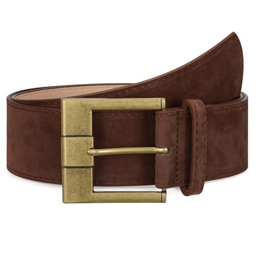 WOWOGO Women Wide Leather Belts for Dresses 1.9" Chunky Fashion Vintage Thick Suede Waist Belt wi... | Amazon (US)