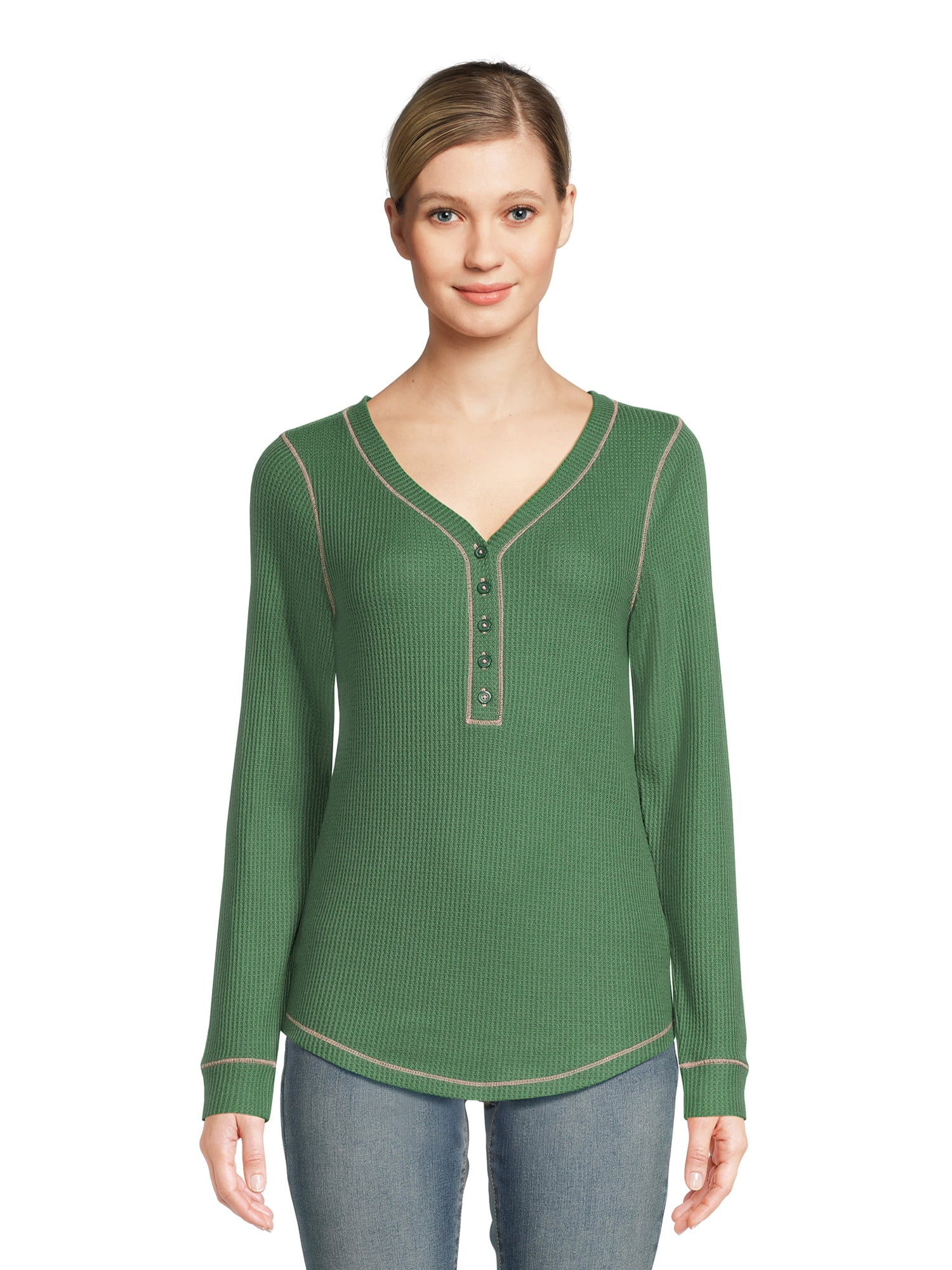 Time and Tru Women's Long Sleeve Henley Top | Walmart (US)