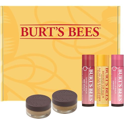 Burt's Bees Lip Care & Color Gifts Kit - Original Beeswax Moisturizing Lip Balm, Hibiscus & Red Dahlia Tinted Stain + Balm Duos, Conditioning Scrub & Overnight Sleeping Mask Exfoliator | Amazon (US)