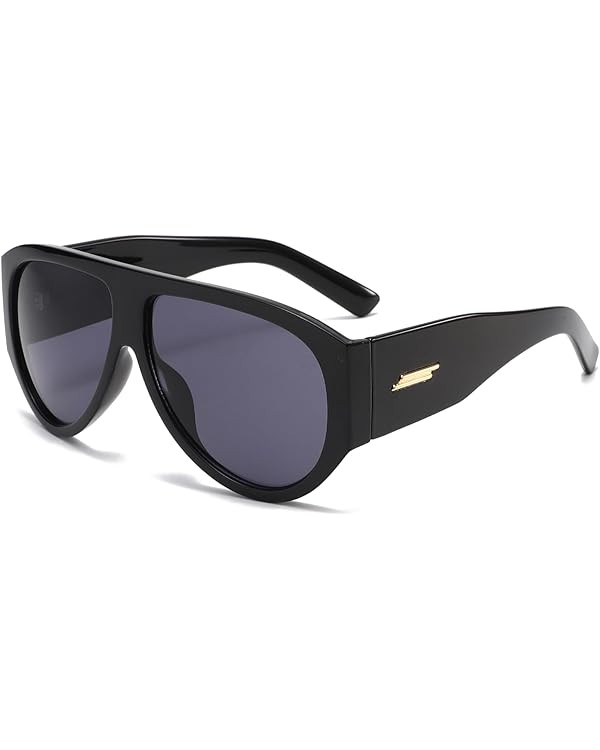 YAMEIZE Oversized Pilot Sunglasses Womens Men 70s Pilot Retro Sunglasses Vintage Big Frame Flat T... | Amazon (UK)