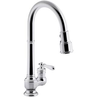 KOHLER Artifacts Single-Handle Pull-Down Sprayer Kitchen Faucet in Polished Chrome | The Home Depot