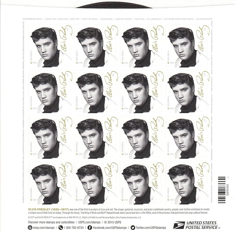 USPS Elvis Presley Forever Stamps - sheet of 16 | Amazon (US)