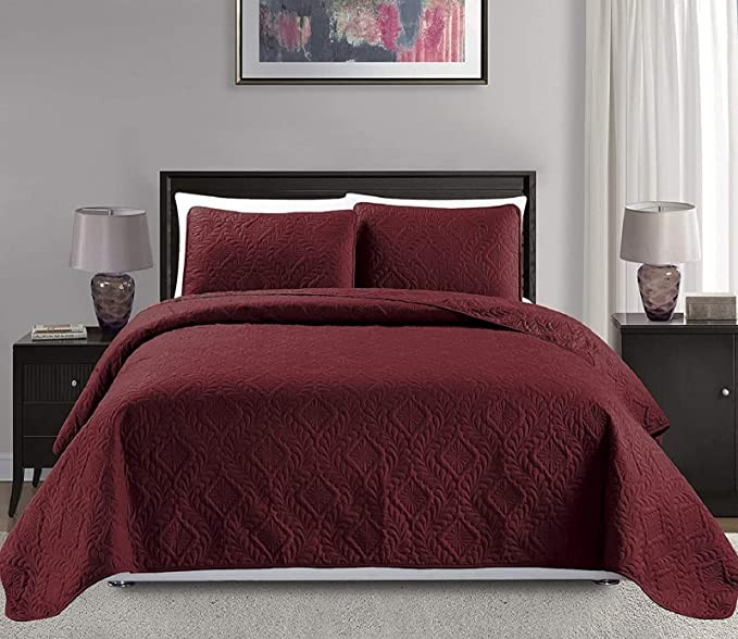 Mk Collection 3pc King/California King Over Size 118"x 106" Diamond Bedspread Bed Cover Embossed ... | Amazon (US)
