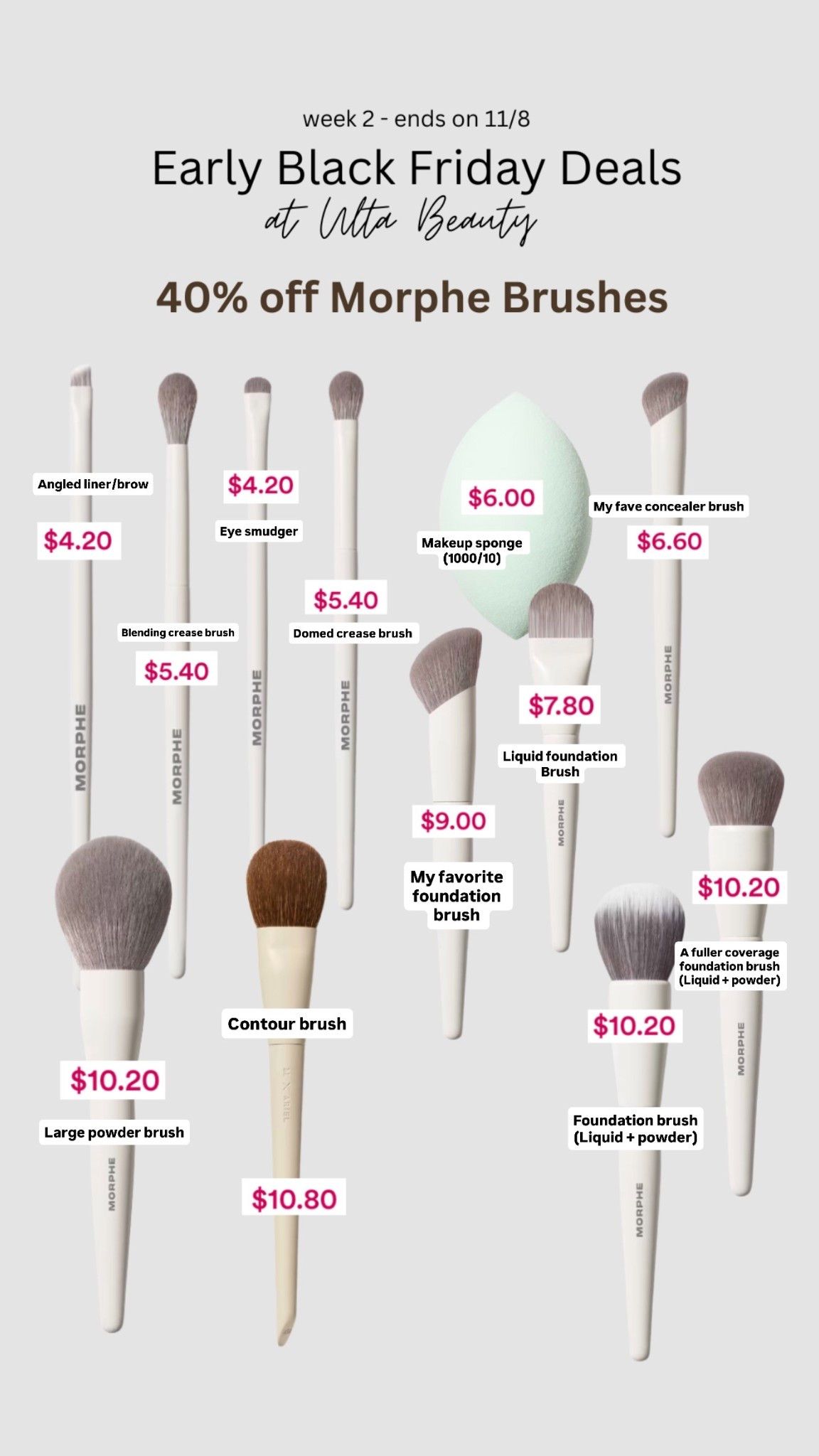 Morphe brushes are 40% off for Ulta Beauty’s early Black Friday sale 

#LTKGiftGuide #LTKBeauty #LTKFindsUnder50