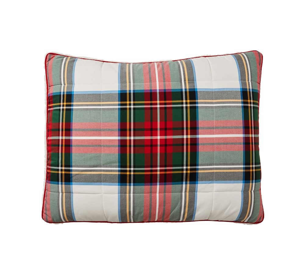 Stewart Plaid Cotton Sherpa Comforter Sham | Pottery Barn (US)