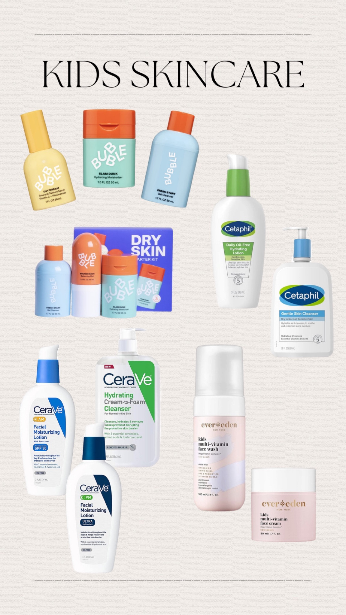 Round-up of my favorite skincare for kids! Products gentle enough to protect kids’ beautiful skin barriers but effective to clean and moisturize their faces well. #kidsskincare #skincare #beauty

#LTKkids #LTKGiftGuide #LTKbeauty