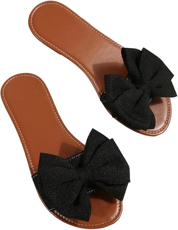 GORGLITTER Women's Bow Sandals Dressy Cute Wedding Beach Vacation Shoes | Amazon (US)