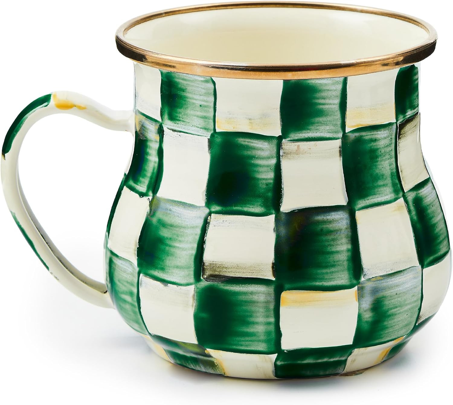 MACKENZIE-CHILDS Enamel Mug, Cute Enamelware Tea or Coffee Mug, 16 Ounces, Green-and-White Emeral... | Amazon (US)