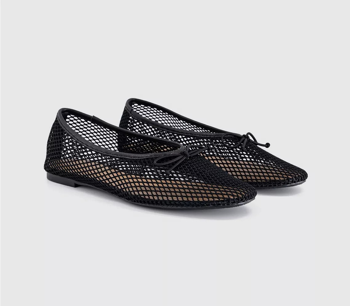 OFFICE Fling String Mesh Ballet Flats Black - Flat Shoes for Women | Office Shoes (UK)