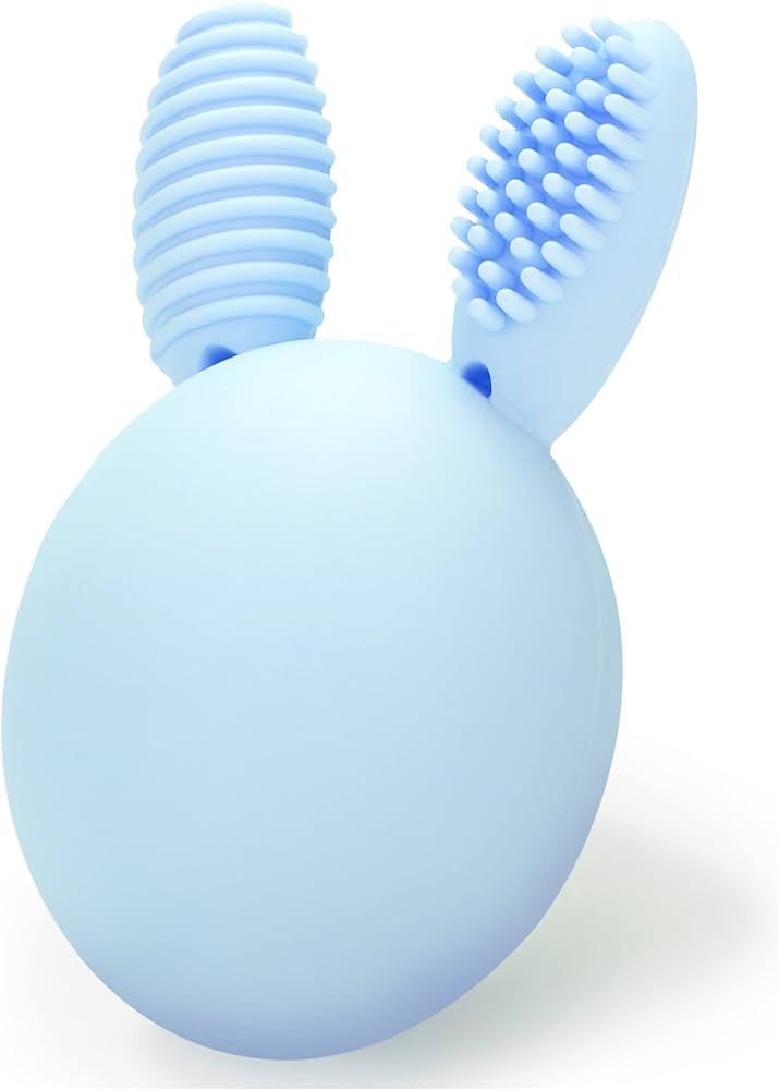 Teether Baby Teething Toy Rabbit Egg Rattle Toy Teething Pain Relief for Babies Boys Girls - Blue | Amazon (US)
