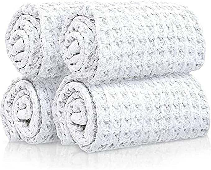 SUTERA - Wash Towels Extra Absorbent Silverthread Washcloths Set - Pack of 4 White - 100% CA-Grow... | Amazon (US)
