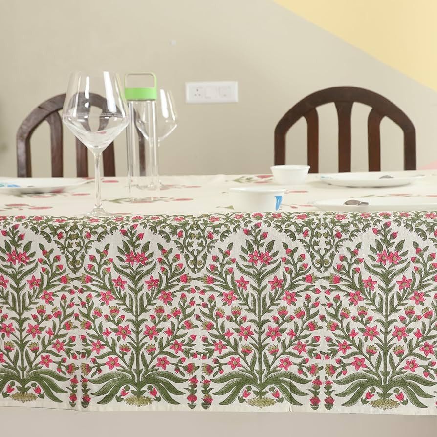 Hand Block Print Tablecloth for Rectangle Table, Block Print Table Cover for Kitchen Dinning Tabl... | Amazon (US)