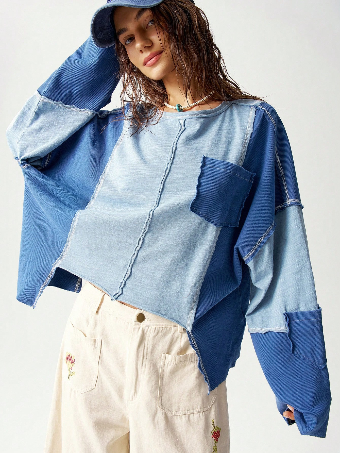 Bohemela Asymmetrical Color Block Vacation Print T-Shirt For Women | SHEIN