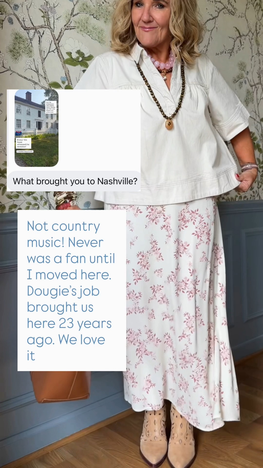 Super cute Nashville style outfit. Wearing a medium in top and skirt

#LTKOver40 #LTKootd #LTKTravel