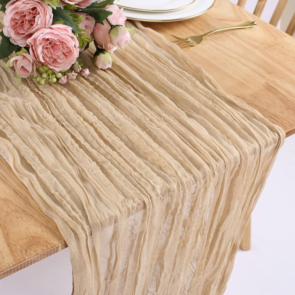 SAJOO Sand Cheesecloth Table Runner 1Pc 13ft Rustic Gauze Table Runner Cotton Cheesecloth Table C... | Amazon (US)
