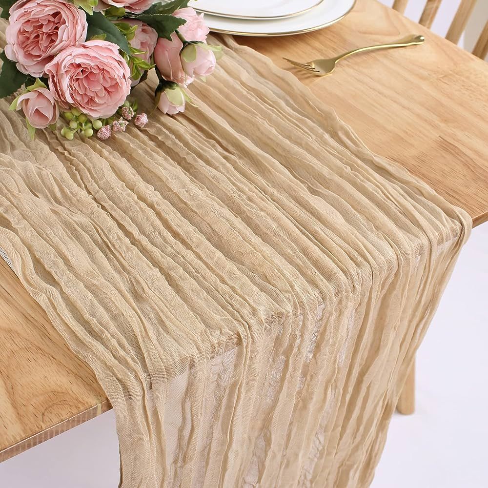 SAJOO Sand Cheesecloth Table Runner 1Pc 13ft Rustic Gauze Table Runner Cotton Cheesecloth Table C... | Amazon (US)