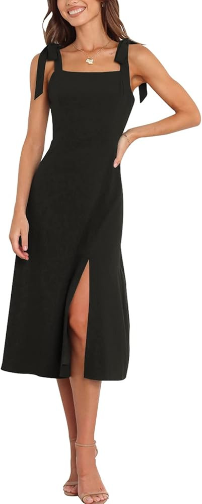 Tankaneo Womens Elegant Square Neck Bridesmaid Dresses Split Mid Formal Dress Cocktail Party Dres... | Amazon (US)