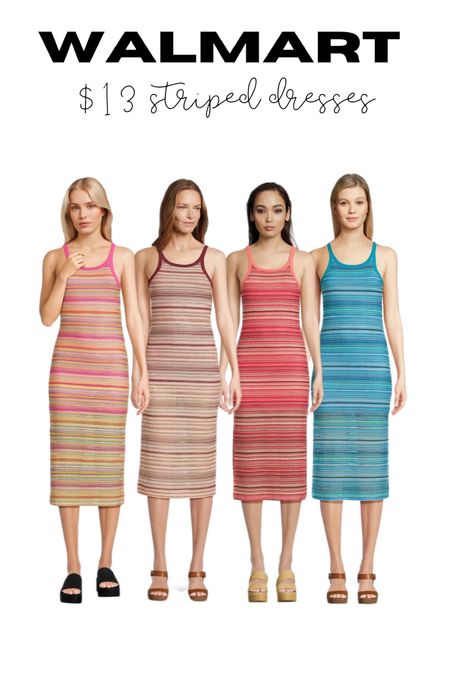 $13 striped dress from Walmart! How cute are these colors?! 

#LTKStyleTip #LTKOver40 #LTKFindsUnder50