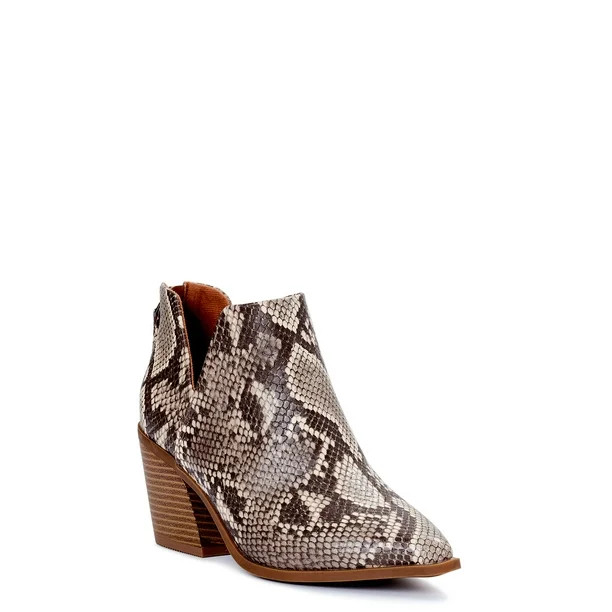 Scoop - Scoop Women's Block Heel Snake Print Cutout Bootie - Walmart.com | Walmart (US)