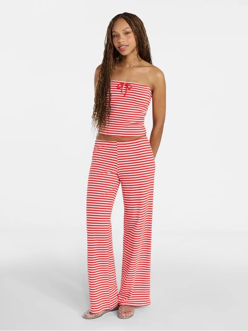 No Boundaries Striped Tube Top and Pant Set, Women's and Women's Plus | Walmart (US)