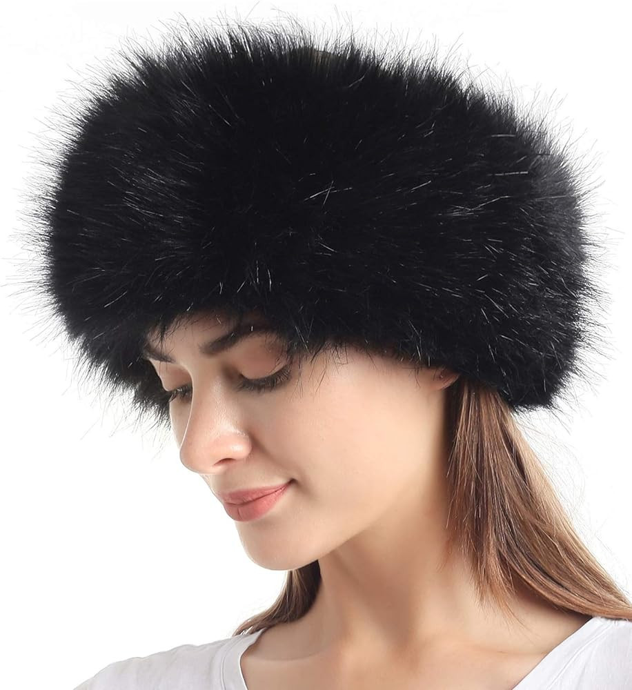 Faux Fur Headband with Elastic for Women's Winter Earwarmer Earmuff | Amazon (US)