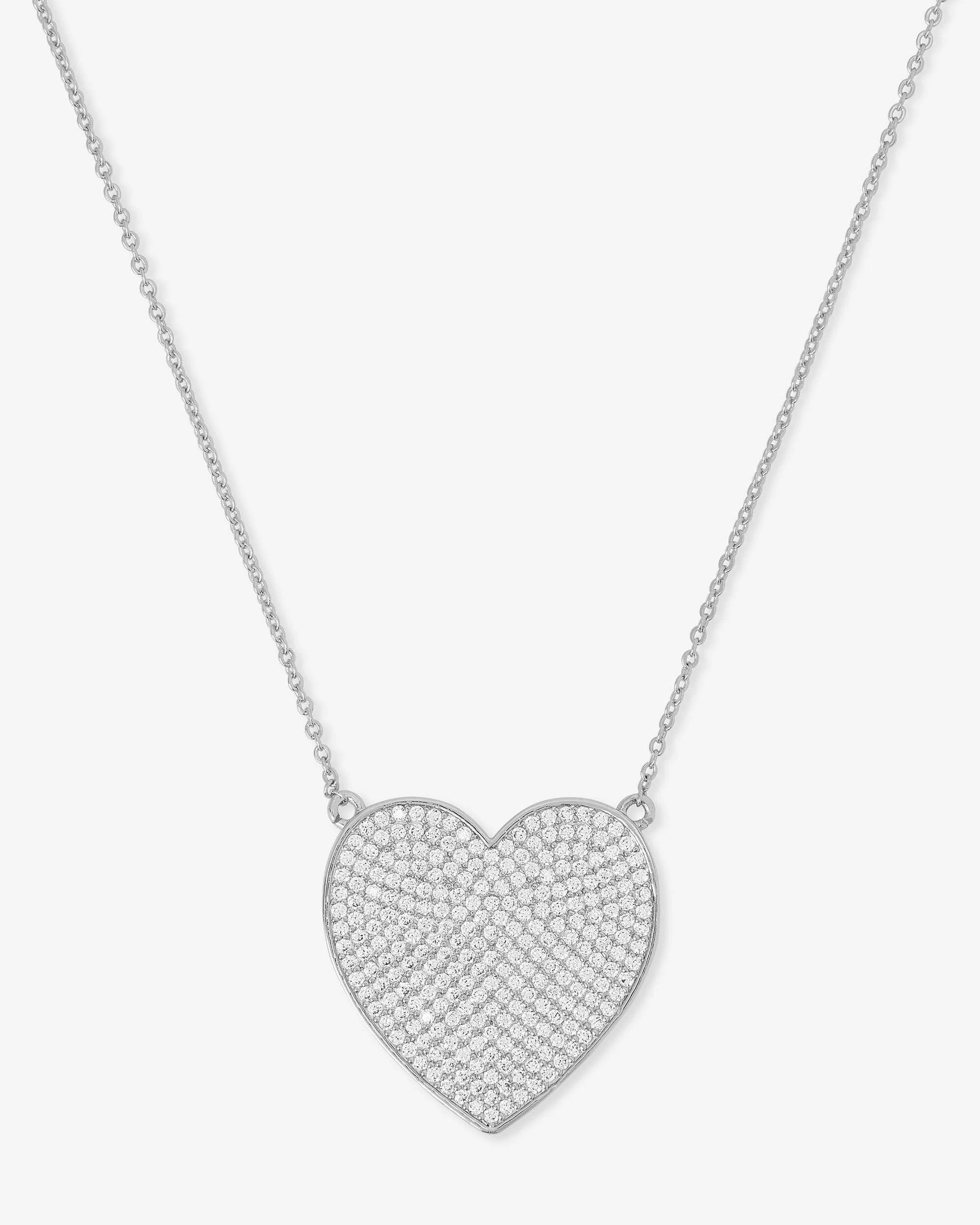 XL You Have My Whole Heart Pavé Necklace 15"" - Silver|White Diamondettes | Melinda Maria Jewelry