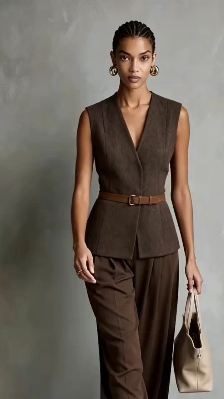 Brown Monochrome Office Look for the Modern Professional #MinimalistWorkwear #ChicOfficeOutfit #BrownMonochromeStyle #WorkwearEssentials #NeutralWorkOutfit #TailoredVestOutfit #WideLegTrousersStyle #ProfessionalChicLook

#LTKootd #LTKOver40 #LTKWorkwear