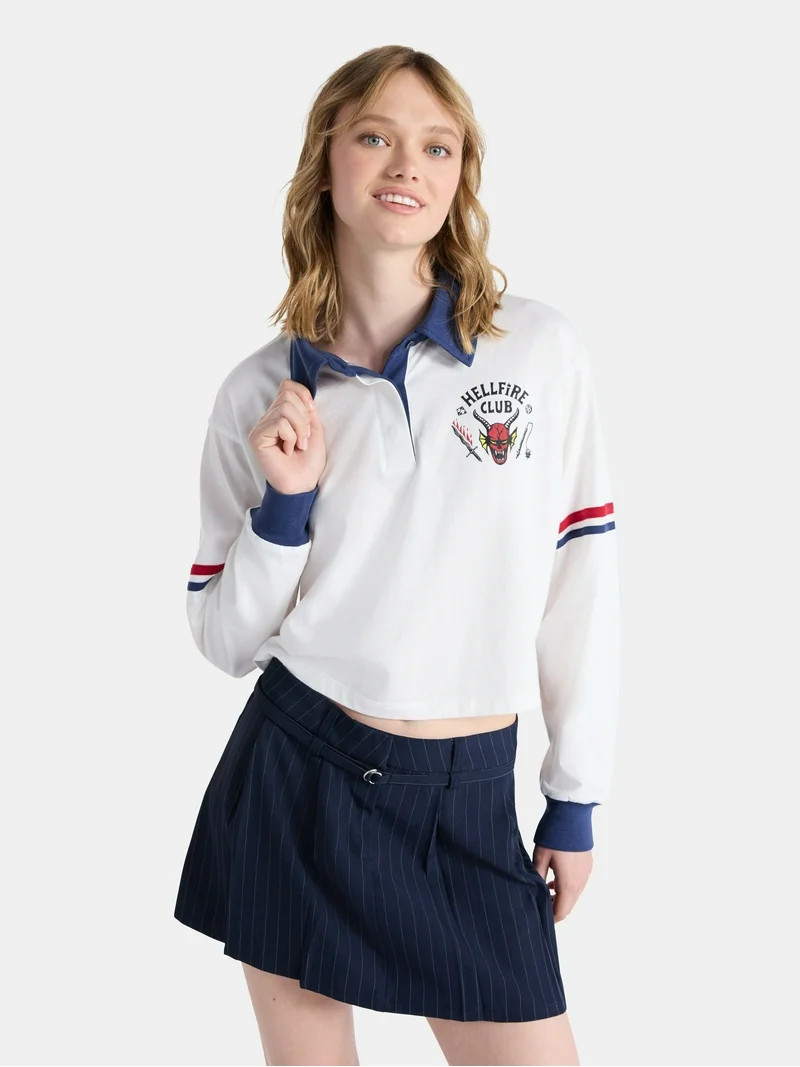 Netflix Stranger Things Cotton Rugby Graphic Polo from No Boundaries, Women’s and Women’s Plu... | Walmart (US)