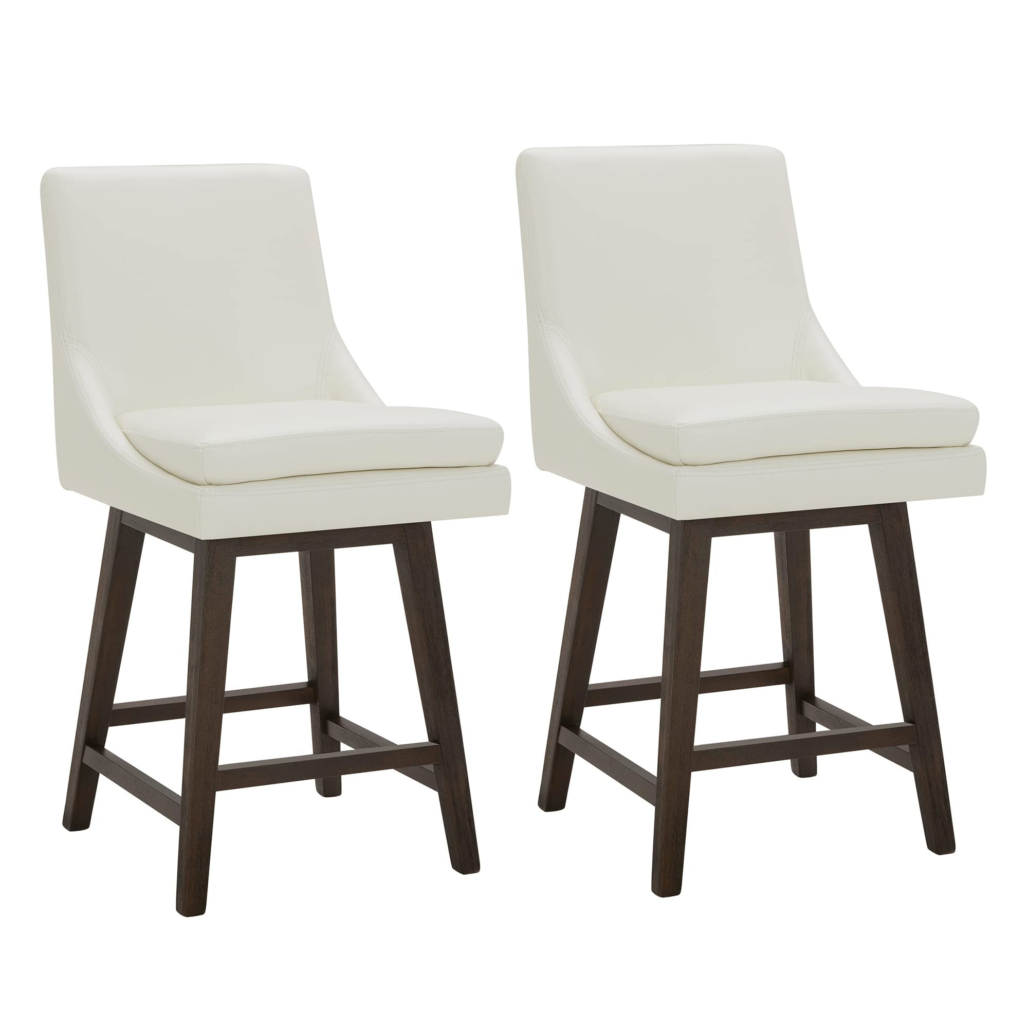 CHITA Counter Height Swivel Barstool with Back Set of 2, Upholstered Faux Leather Swivel Bar Stoo... | Amazon (US)