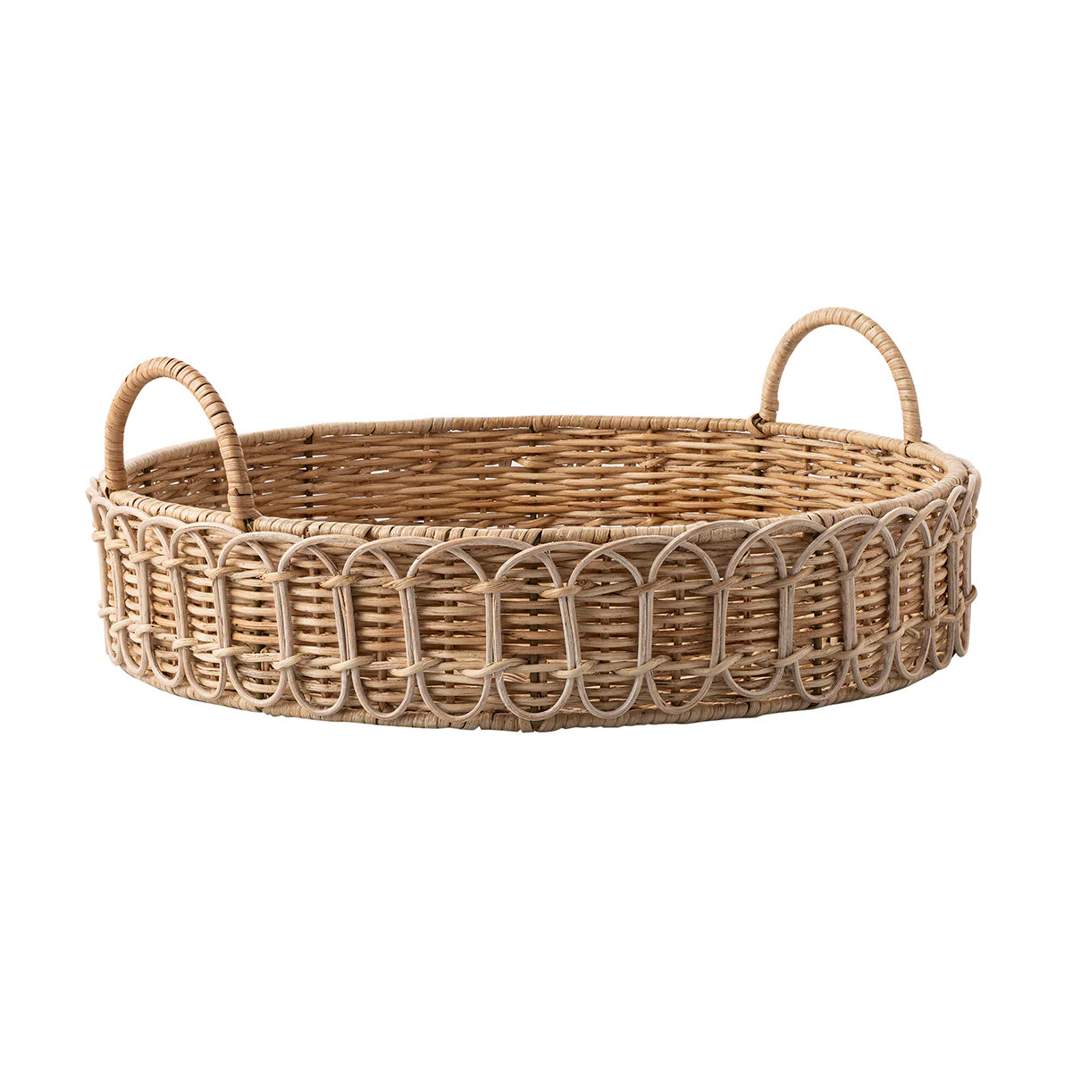 Provence Rattan Whitewash Round Tray | The Avenue