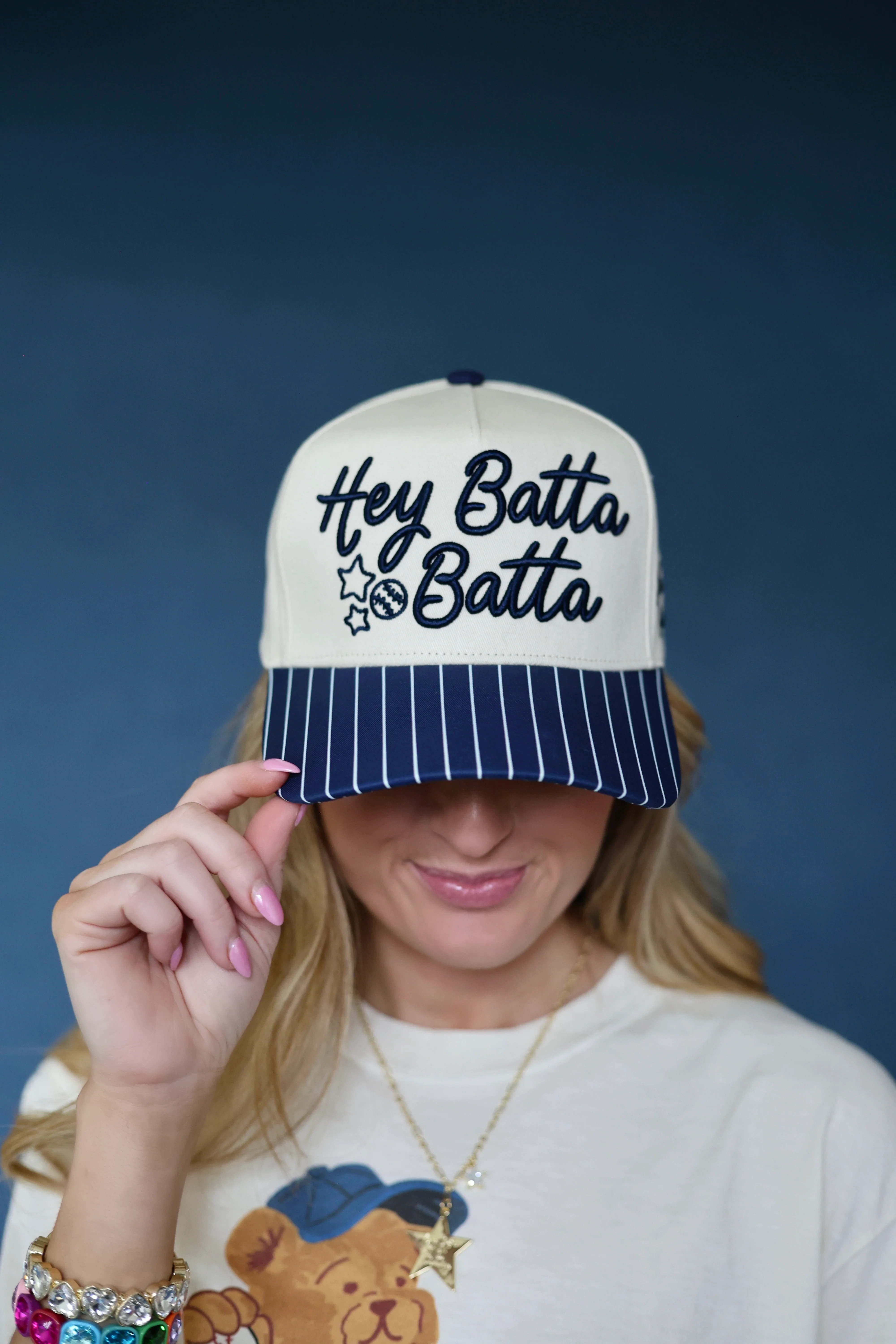 Navy Stripes Hey Batta Batta Hat-Pre Order | Poppy & Pine