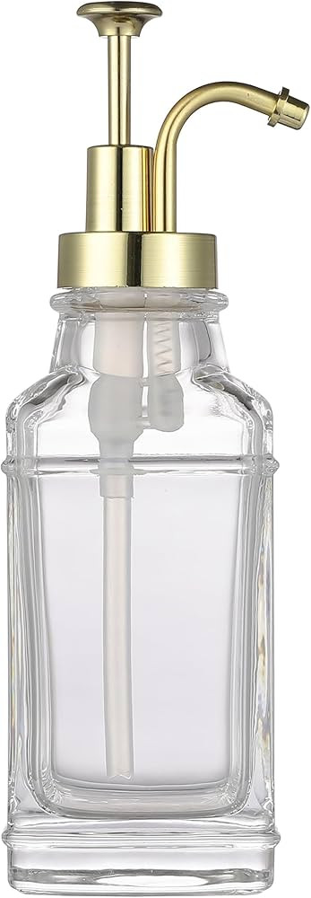 Clear Glass Soap Dispenser with Brushed Gold Finish Pump, Modern Refillable Pump for Bathroom, Ki... | Amazon (US)