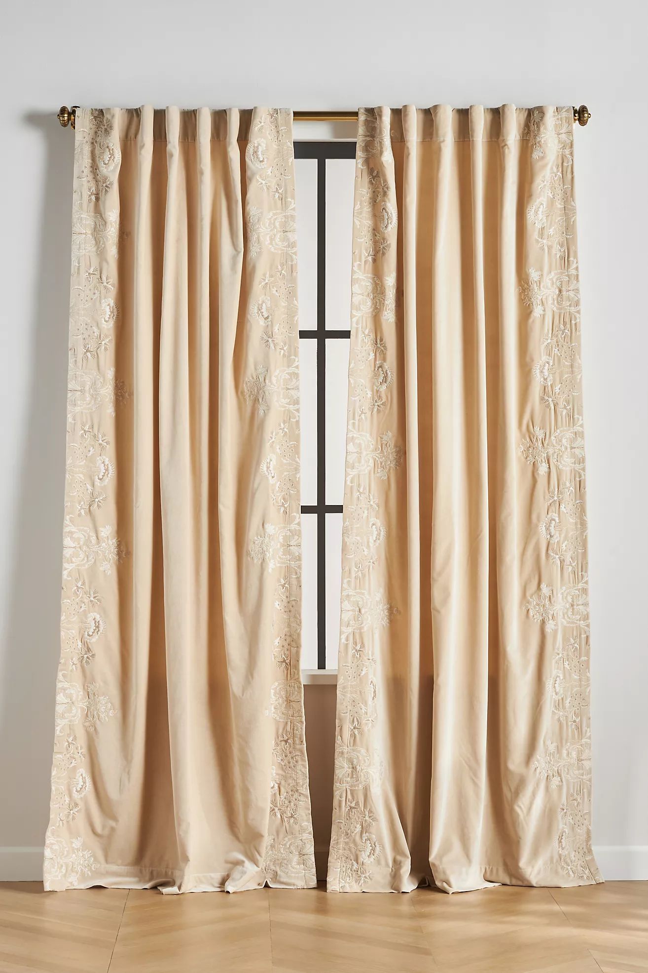 Embroidered Velvet Harlowe Curtain | Anthropologie (US)