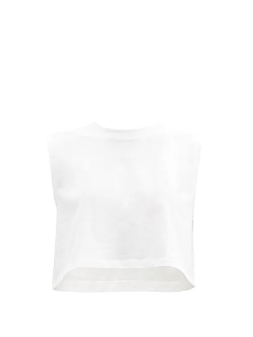 X Karla - The Sleeveless Crop Cotton-jersey Top - Womens - White | Matches (US)