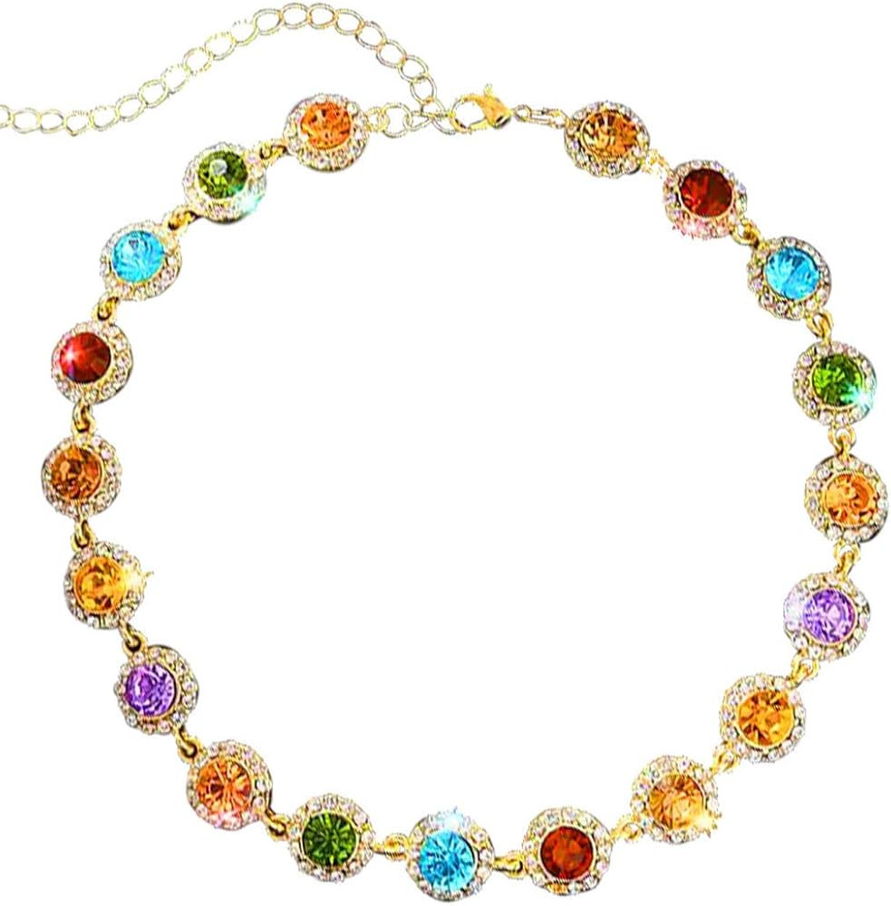 ACEDRE Colorful Crystal Choker Necklace Sparkly Rhinestone Chokers Necklaces Gold Chain Party Pro... | Amazon (US)