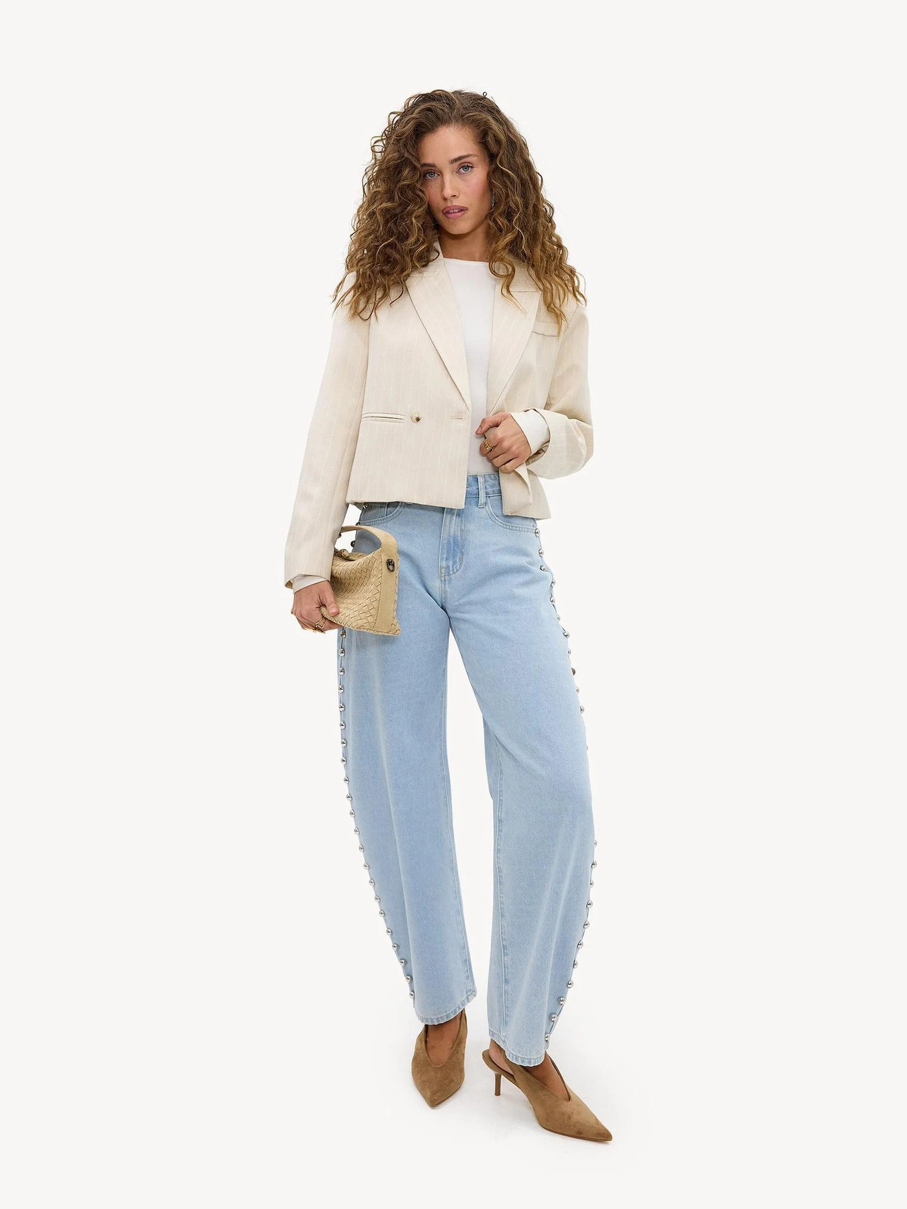 LOAVIES LOAVIES Blue Chasing Cider Skies Balloon Jeans With Studs | Next US
