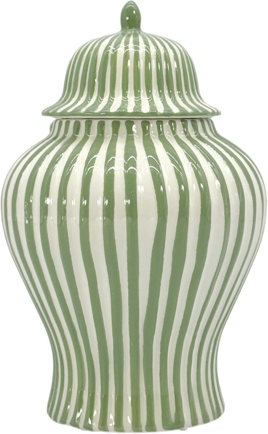 Galt International 8" Green Candy Stripe Ginger Jar w/Lid - Christmas Holiday Decor Home Decor Living Room Party Decorations | Amazon (US)