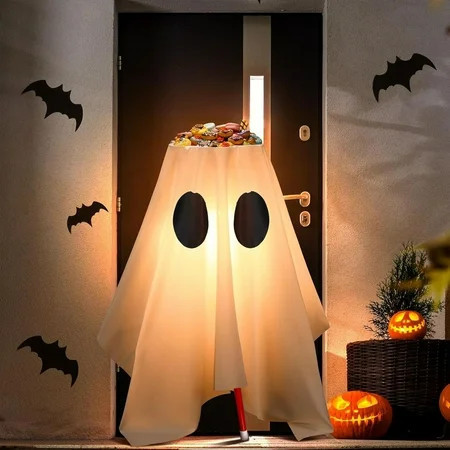 Glowing Ghost Candy Bowl - Halloween Treat Holder, LED Party Centerpiece, 3L Large Capacity Plastic Bucket for Trick-or-Treat, Spooky Snack Tray, Festive Serving Container | Walmart (US)