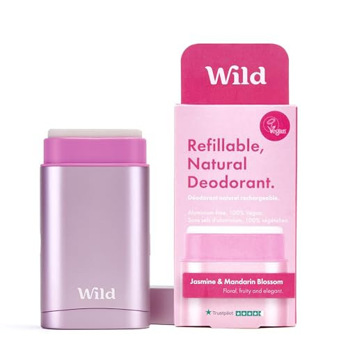 Wild - Refillable Deodorant - Vegan - Aluminum Free - Long Lasting Protection - Starter Kit - Pink Case, Jasmine & Mandarin Blossom Refill - 1.4oz | Amazon (US)