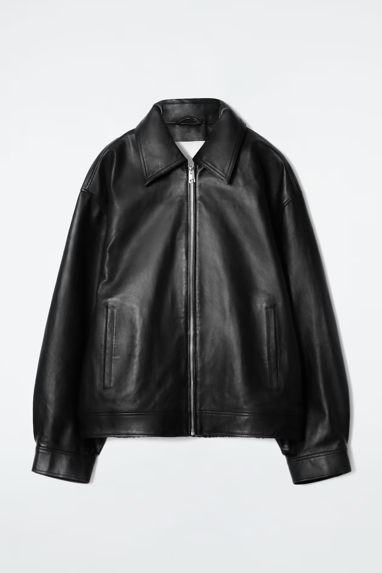 OVERSIZED COLLARED LEATHER JACKET - BLACK | COS | COS (EU)
