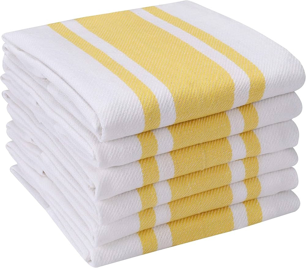 Heavy Duty Oversized Kitchen Towels & Dishcloth (Set of 6 Yellow 18x28") Highly Absorbent, Profes... | Amazon (US)