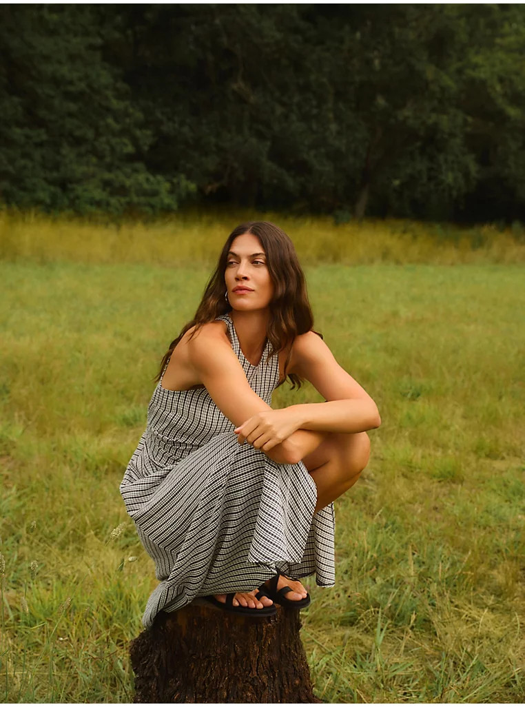 Black Gingham Sleeveless Midi Dress | George