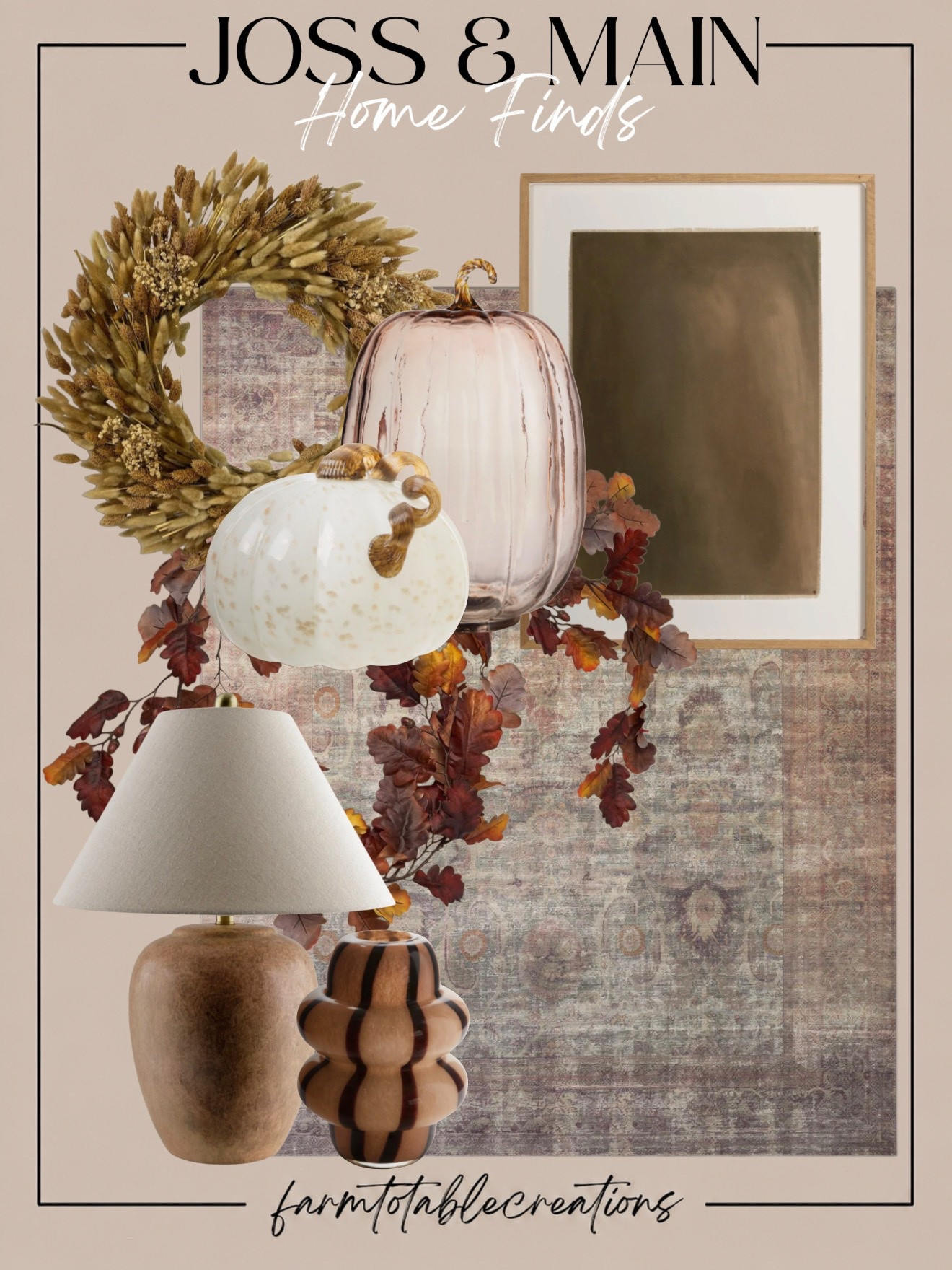 Joss & Main Fall Home Finds 🍂

These Joss & Main finds are giving elevated fall in the prettiest way. Warm amber glass, rich autumn foliage, vintage-inspired rugs, sculptural accents, and earthy neutrals create a cozy seasonal look that still feels sophisticated and timeless.

Follow @farmtotablecreations on Instagram for more cozy home finds and trending decor.

I love the mix of muted fall tones with those statement glass pumpkins and layered textures. These pieces make it easy to bring fall into your home without going overly themed—perfect for an entryway, living room, or cozy corner.#JossAndMain #JossAndMainFinds #FallDecor #FallHome #FallHomeDecor #AutumnDecor #CozyHome #NeutralFallDecor #FallInspo #DesignerInspired #HomeDecor #CozyFall #SeasonalDecor #LTKFinds

#LTKHome #LTKHome #LTKSeasonal