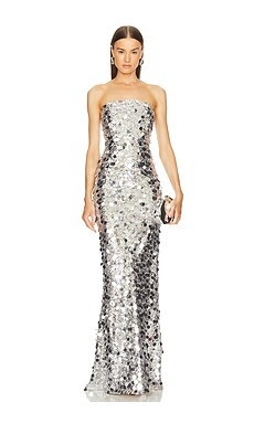 Bronx and Banco Farah Strapless Gown in Silver from Revolve.com | Revolve Clothing (Global)