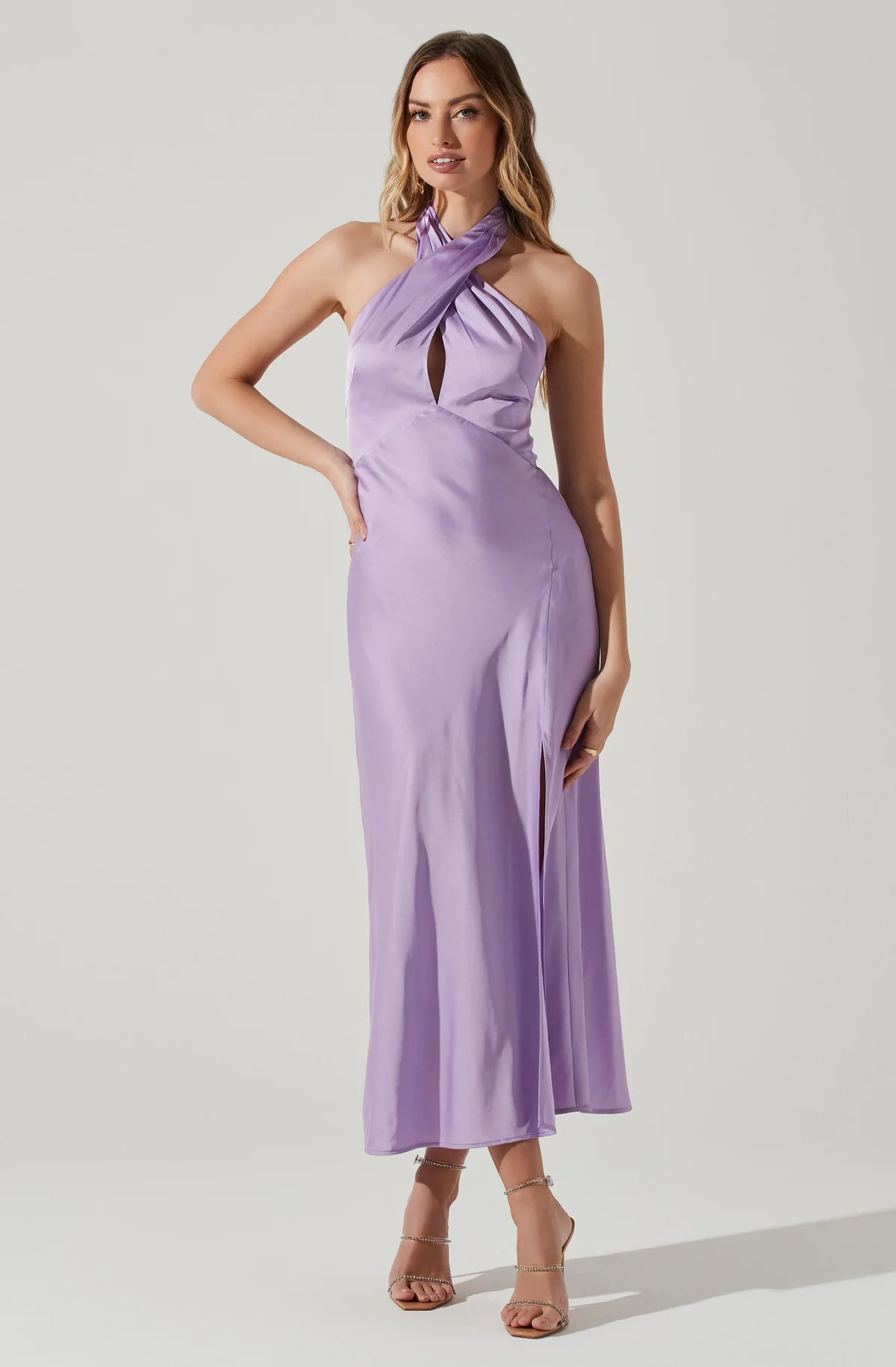 Marissa Satin Halter Neck Midi Dress | ASTR The Label (US)