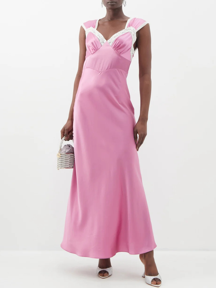 Lace-trim silk-satin dress | Matches (US)